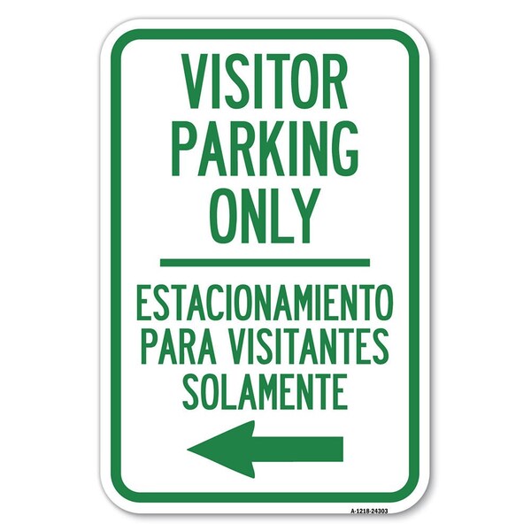 Bilingual Reserved Parking Sign Visitor Heavy-Gauge Aluminum Sign, 12" x 18", A-1218-24303